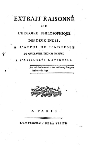Publication "Extrait raisonné de l'Histoire des deux Indes"