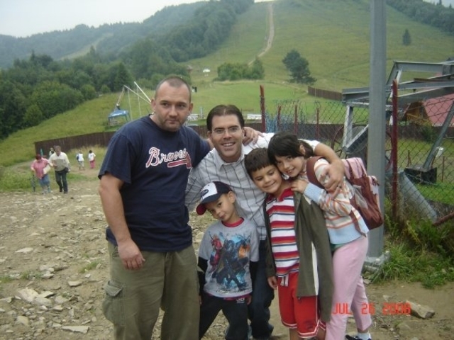 My second trip to poland going on a ski lift.