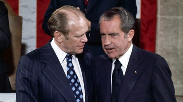 Nixon resigns, Ford assumes presidency