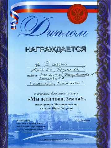 Достижения воспитанников 2011 год