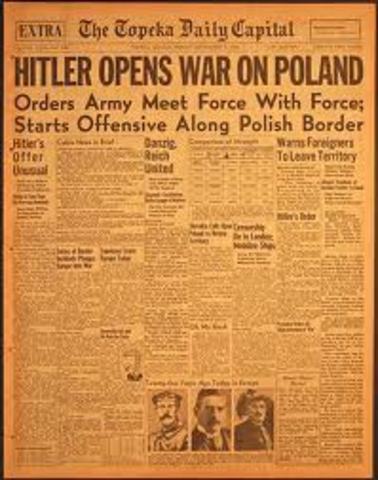 Germany invades Poland; France and Great Britain declare war on Germany
