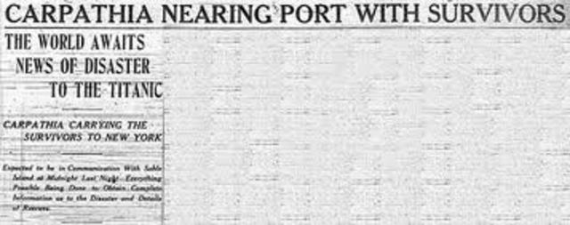 Carpathia sails towards New York.