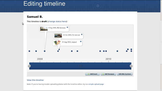 Hice una línea de tiempo para la clase de español.