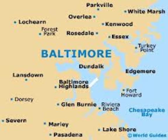 He gets sent to Baltimore then returns back home to Maryland and then sent back to Baltimore