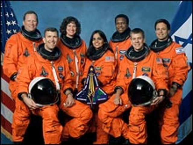 Space shuttle Columbia explodes