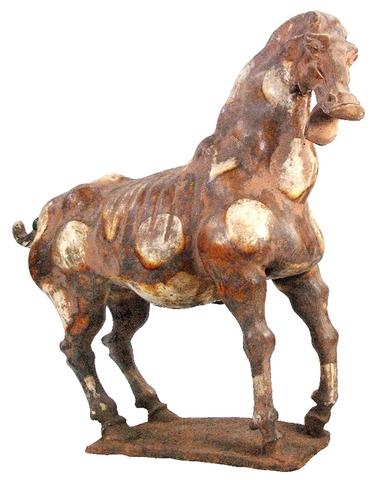 Ancient Asian Polychrome Terracotta Statue-Chinese