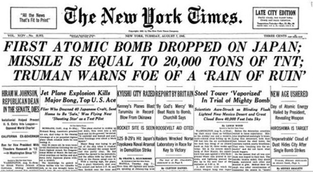 A-bomb dropped on Hiroshima