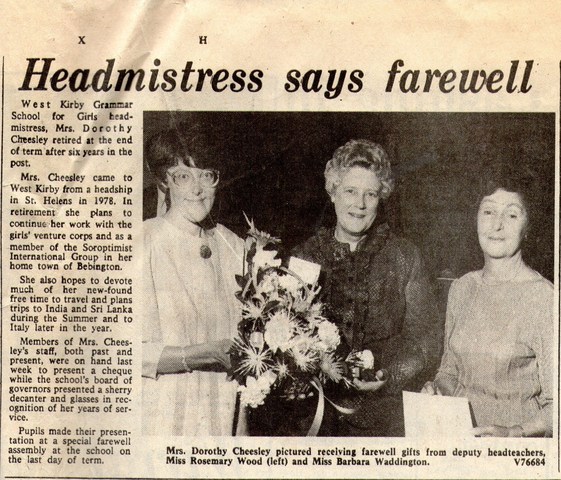 Mrs Cheesley Head teacher 1978-84