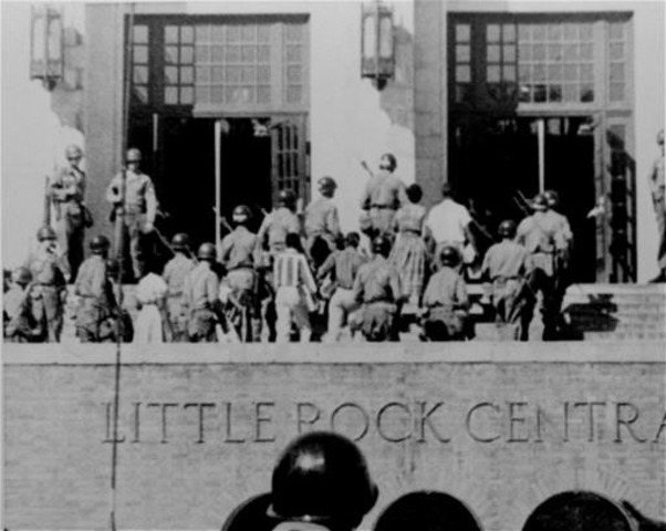 Little Rock Nine Helped by Federal Troops