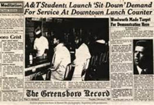 sit-ins start in Greensboro, NC