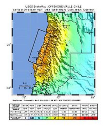 An 8.8-magnitude earthquake occurs in Chile, triggering a tsunami over the Pacific and killing at least 525