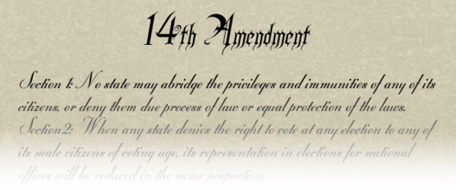 14th Amendment gives African Americans citizenship