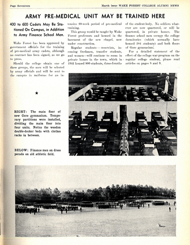 Finance School and Possible Pre-Medical Students Coming to Wake Forest