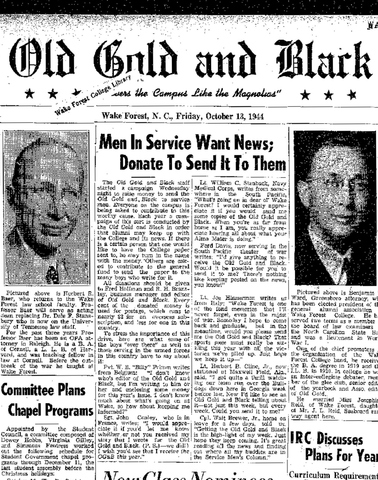 Old Gold and Black Send Paper To Soldiers