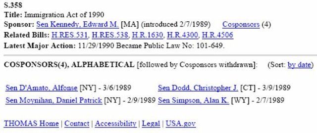 Immigration Act of 1990 Signed into Law