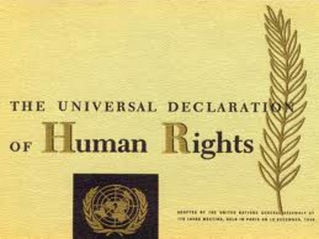 General Assembly of the United Nations adopts Universal Declaration of Human Rights.