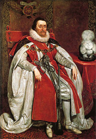 Elizabeth I dies,  	James VI of Scotland becomes James I of England uniting the two kingdoms