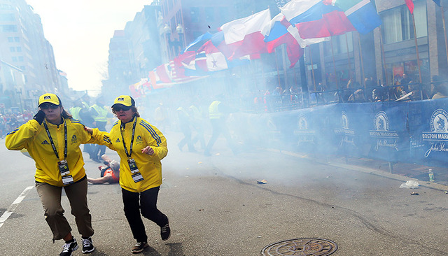 Two bombs explode at the Boston Marathon, in Boston, Massachusetts  in the United States, killing 3 and injuring 282 others.
