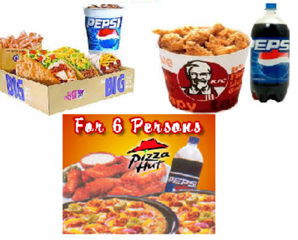 Pepsi supplied all Taco bell, KFC and most Pizza Hut restaurants