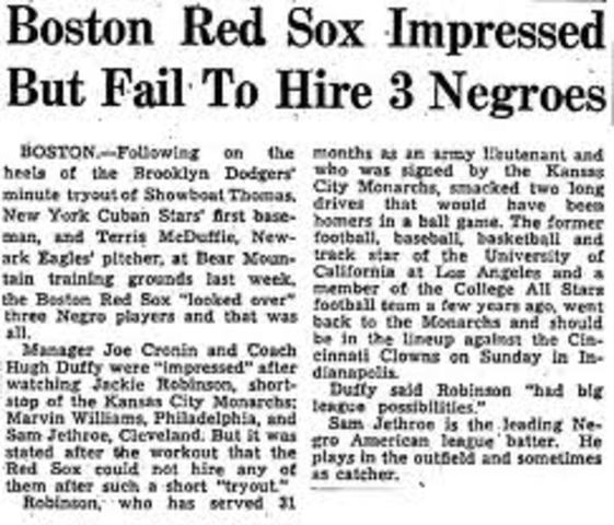 Boston Red Sock tryout