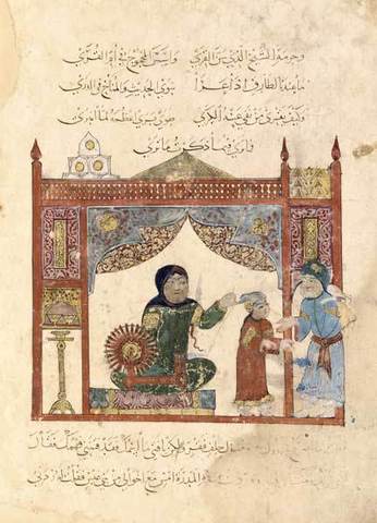 The spinning wheel is introuduced to India.