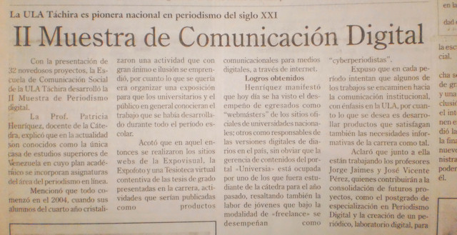 La ULA Táchira es pionera nacional en periodismo del siglo XXI