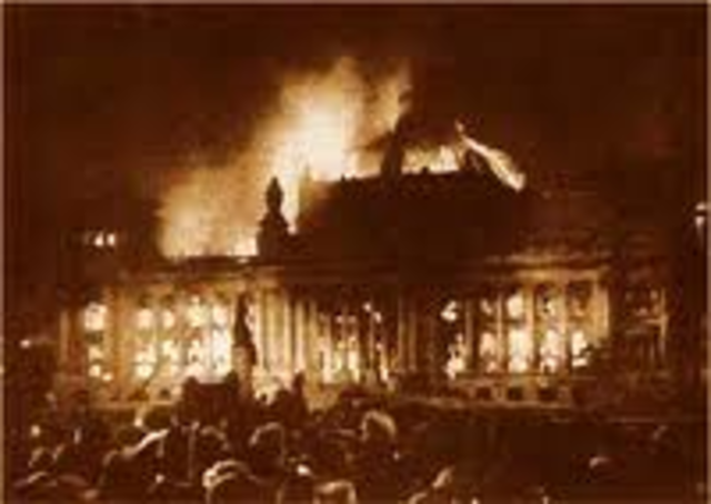 The Reichstag (seat of German Government) burns in Berlin