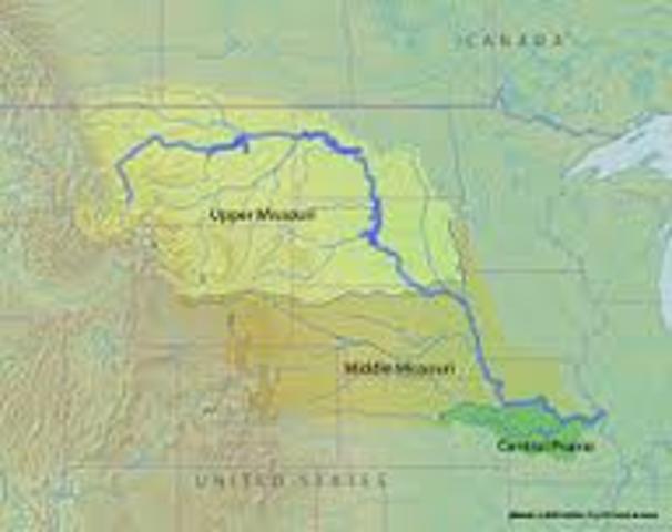 The exploers started up the Missouri River with small canoes