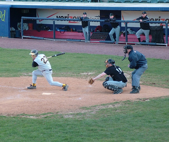 Scoring the Winning RBI at Dutchess Stadium,  as my son Aiden cheers me on, "GO DADDY"