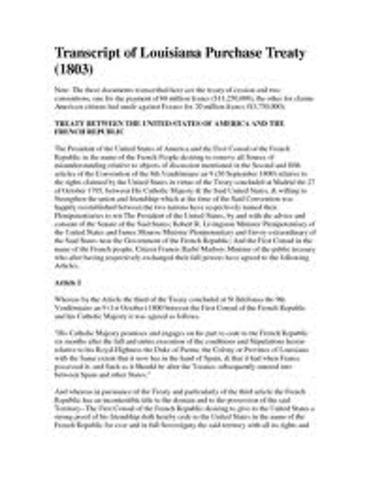 Lewisiana perchase treaty