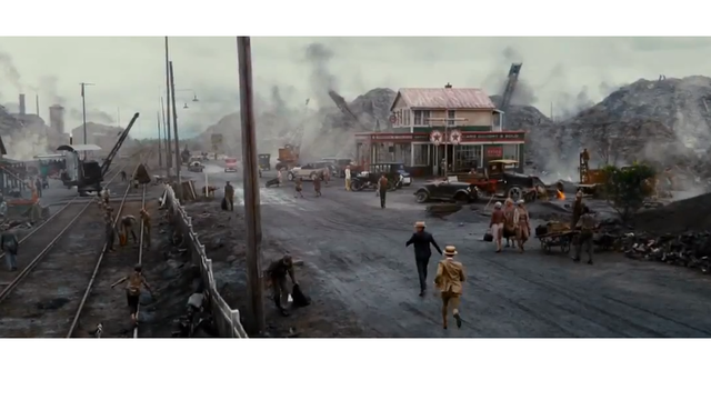 railroad tracks/motor road + Valley of ashes