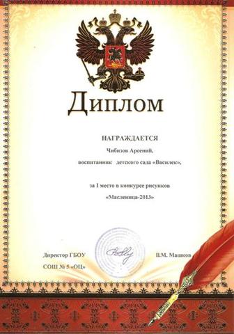Диплом Чибизова Арсения
