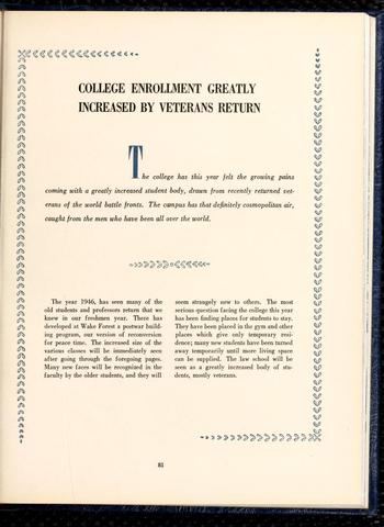 The Return of Veterans to Wake Forest