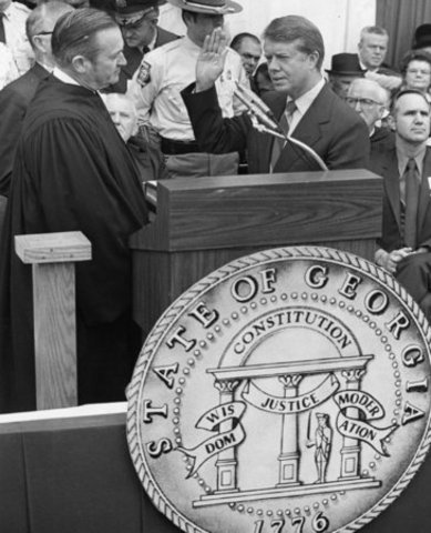 Jimmy carter is inaugurated in as Govener