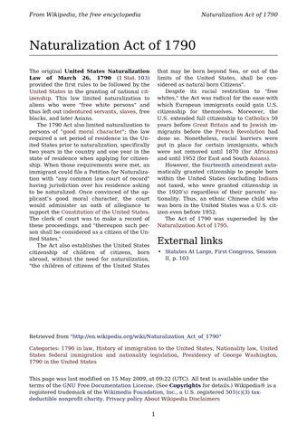 Naturalization Act of 1790