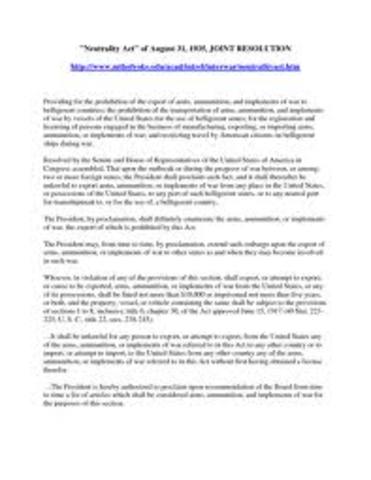 Neutrality Acts of the US