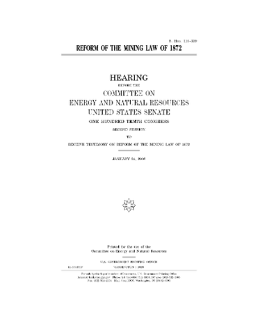 The General Mining Act of 1872