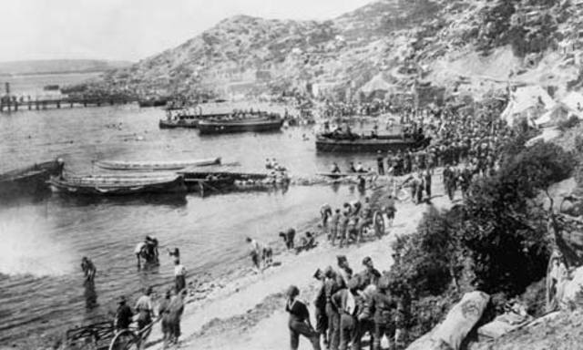 ANZAC soldiers arrive in Gallipoli