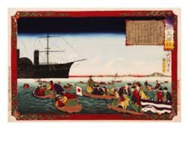 Matthew Perry arrives in Japan