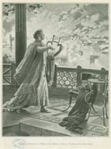 A fire burns down Rome