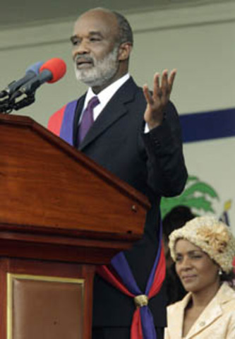 René Préval is sworn in as president of Haiti