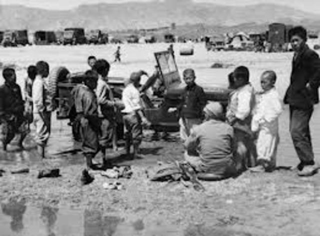 Korea divided into North and South Korea.