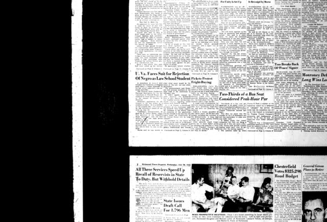 Law School admits a black student.