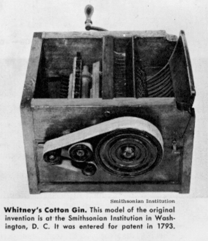 1791: Eli Whitney Patents the Cotton Gin