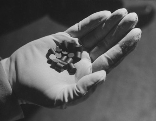 German scientists split the uranium atom.