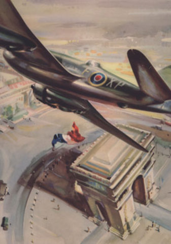 Beaufighter flies over Paris