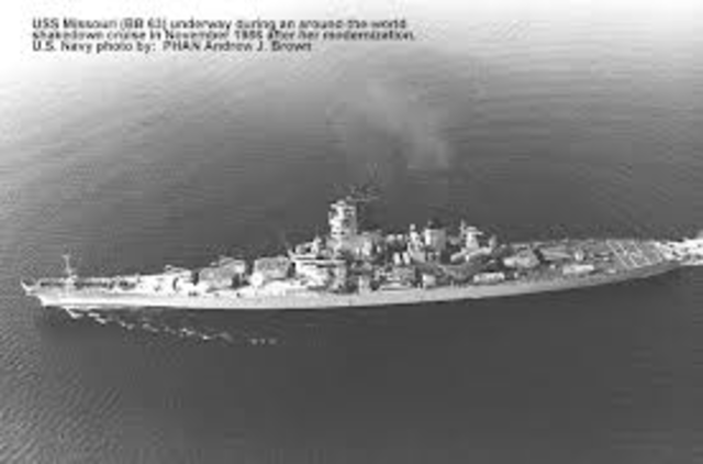 Formal Peace Treaty signed on the American Battleship Missouri