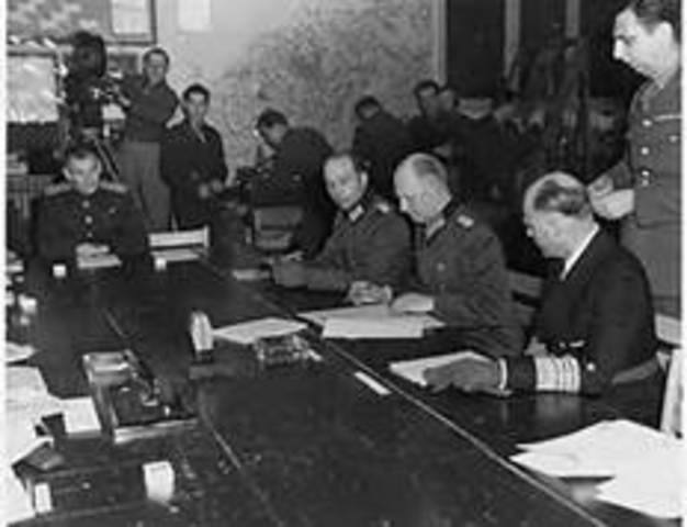 Allied forces advance on Berlin, Germany surrenders