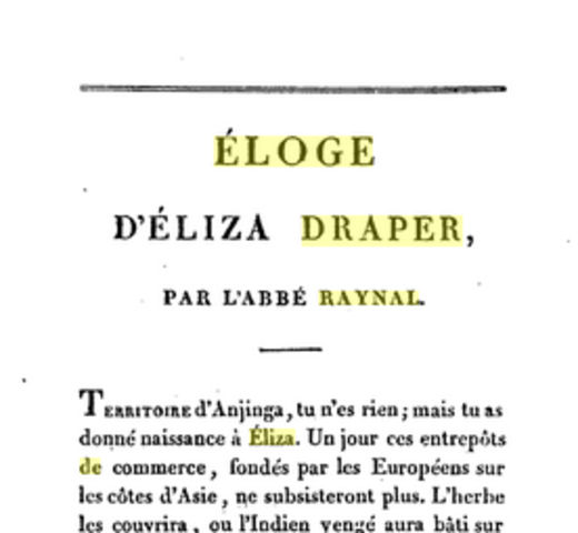 Publication d'"Eloge d'Eliza Draper"