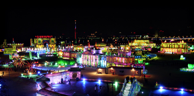 Ice Sculptures and Light Festival in Harbin, China
